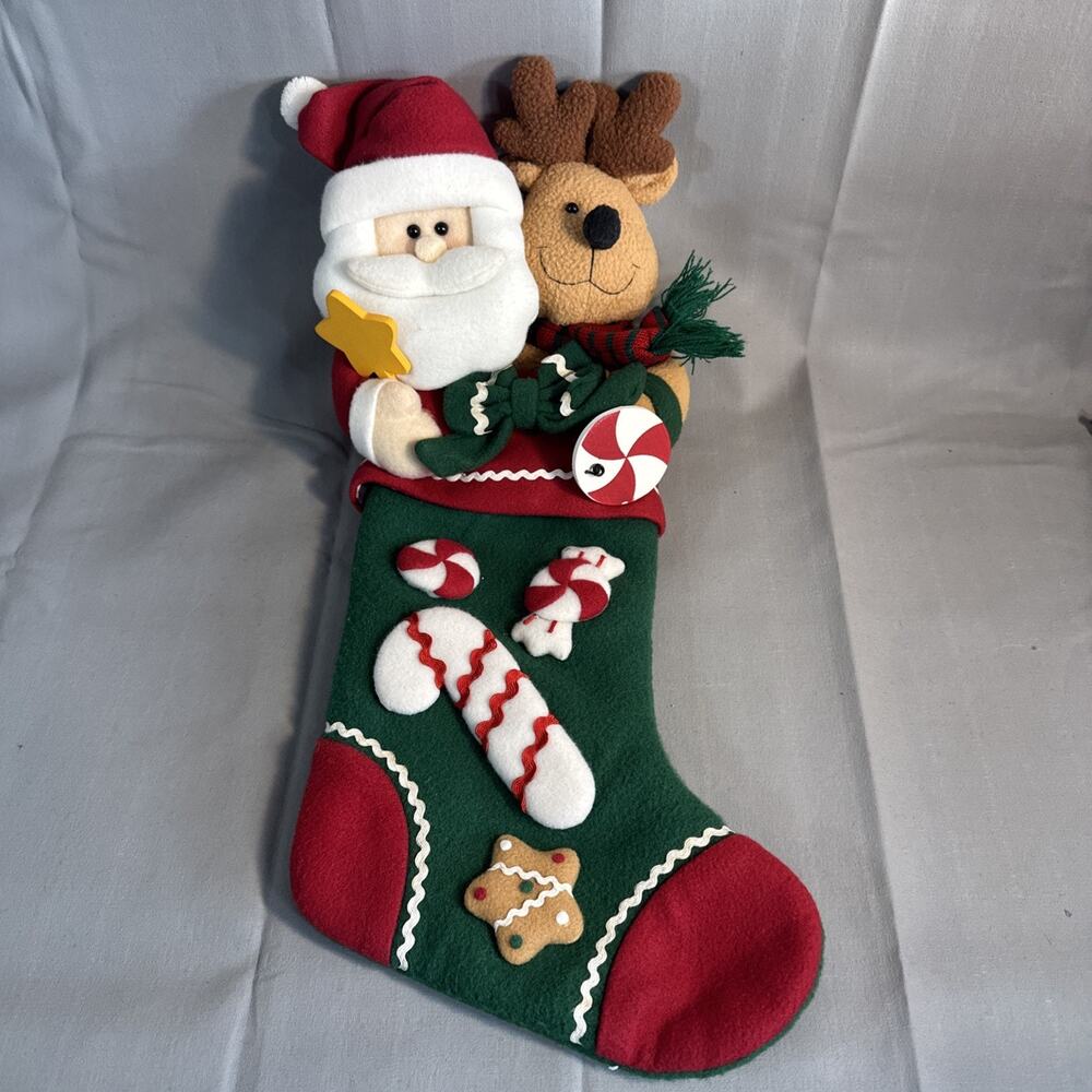 Prima Creations Holiday Christmas 19" Stocking Santa Claus Reindeer Decor